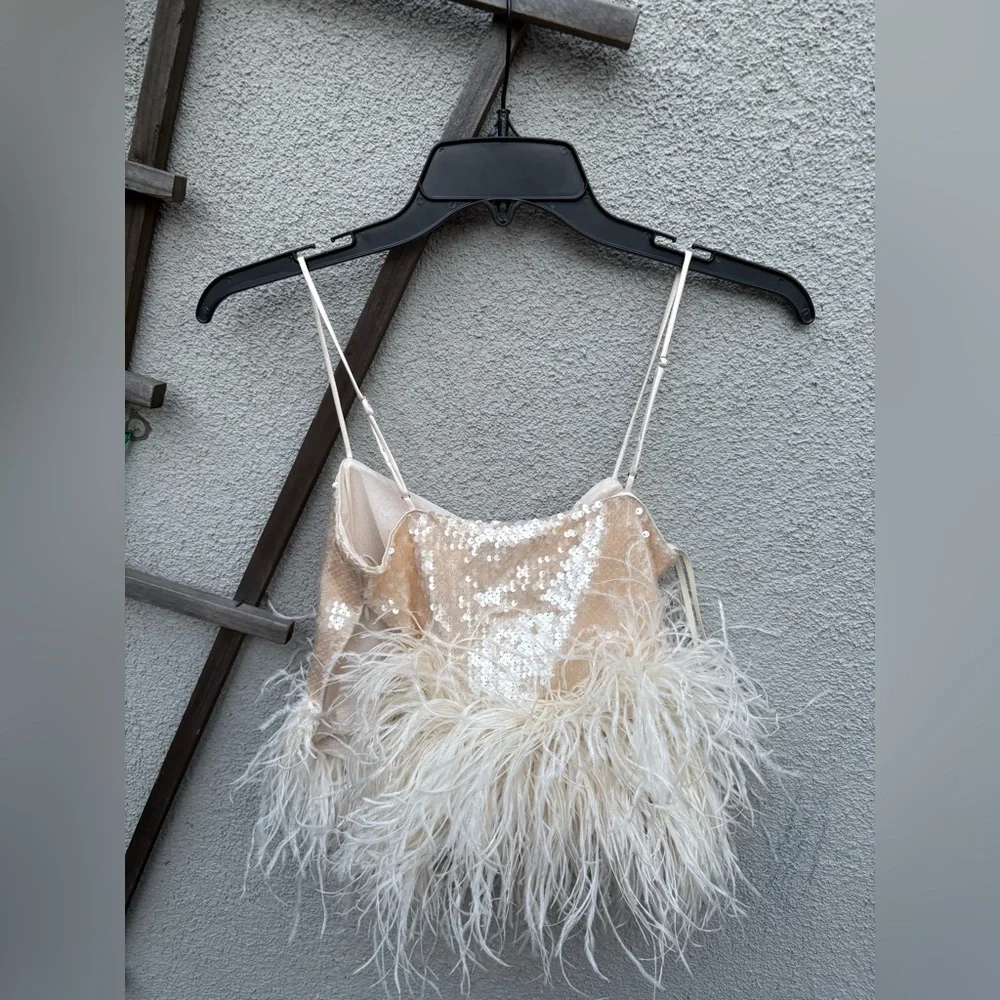 L’ Academie by Marianna Ceci Sequin Cami in Blush Nude New With Tags! - Picture 9 of 9